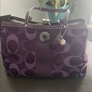 Coach Purple Tote Bag with Signature Design